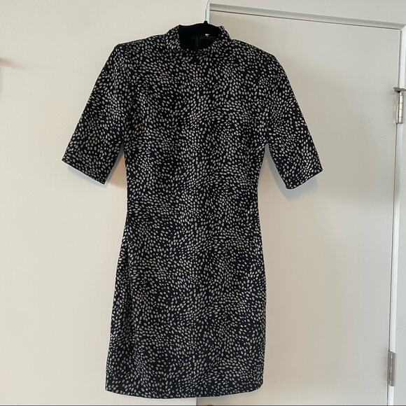 Alice and Olivia Inka Metallic Stretch Mock Neck Mini Dress - Picture 5 of 6